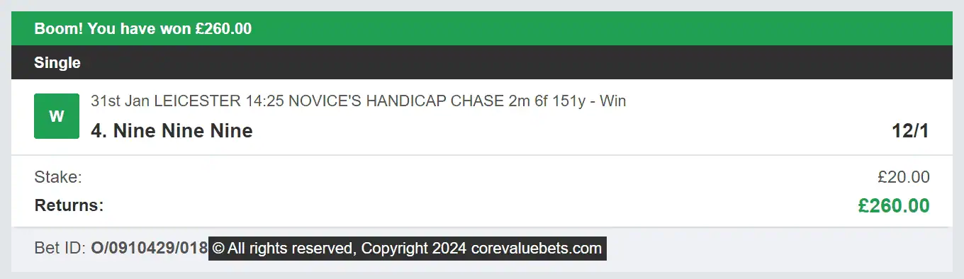 Core Value Bets - Winner 1 - 2024-01-31