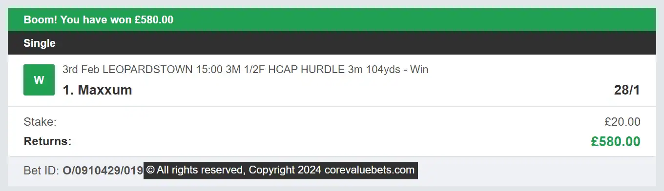 Core Value Bets - Winner 1 - 2024-02-03