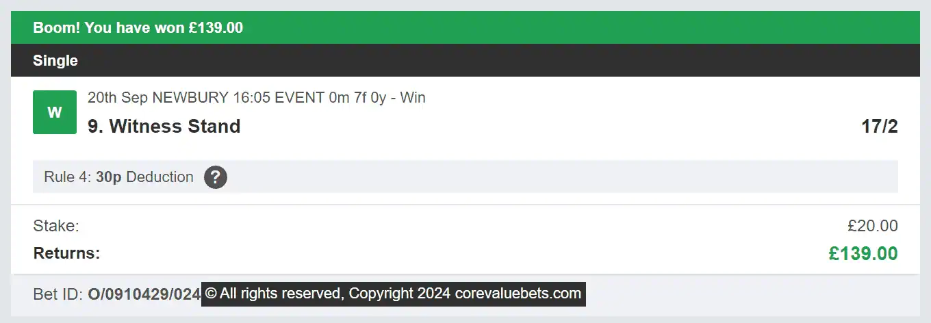 Core Value Bets - Winner 1 - 2024-09-20