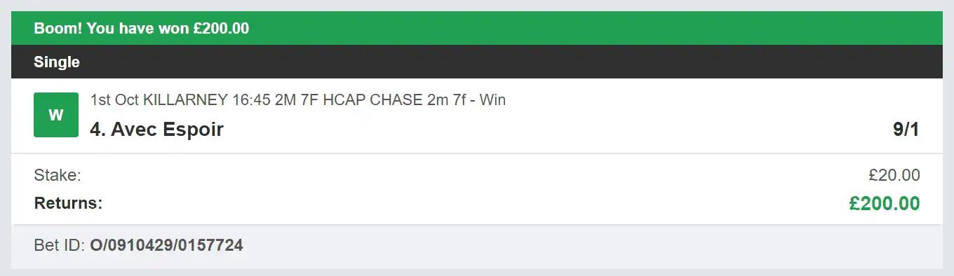 Core Value Bets - Winner 2 - 2023-10-01