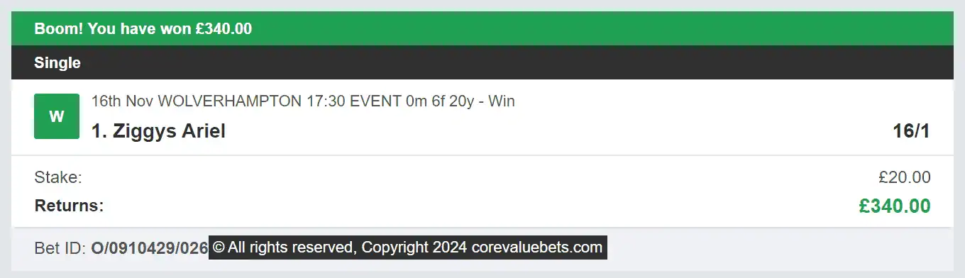 Core Value Bets - Winner 2 - 2024-11-16