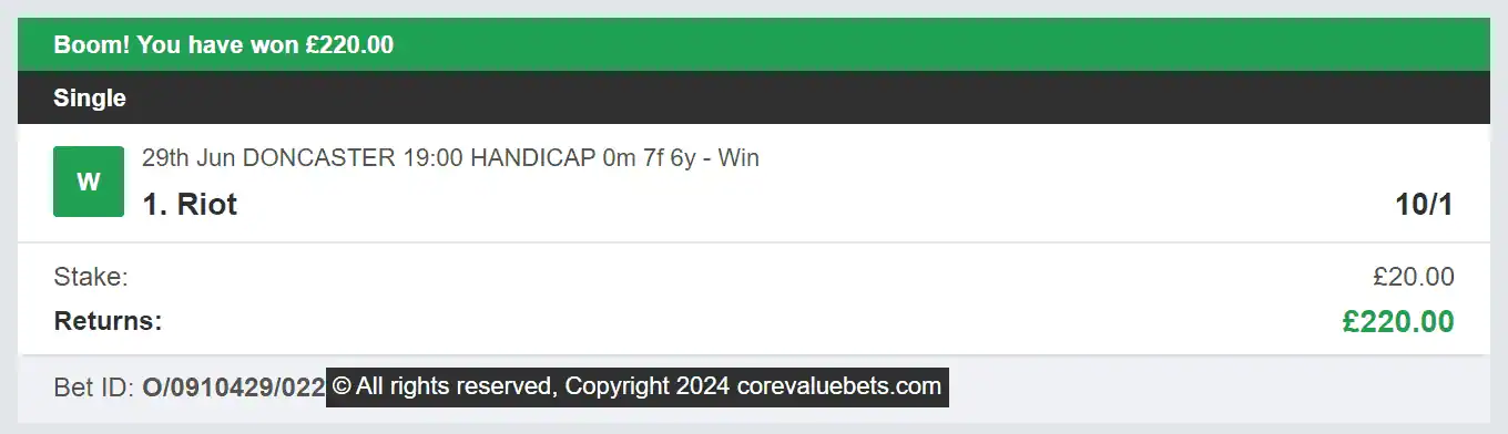 Core Value Bets - Winner 3 - 2024-06-29