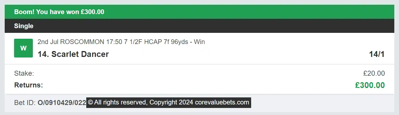 Core Value Bets - Winner 3 - 2024-07-02