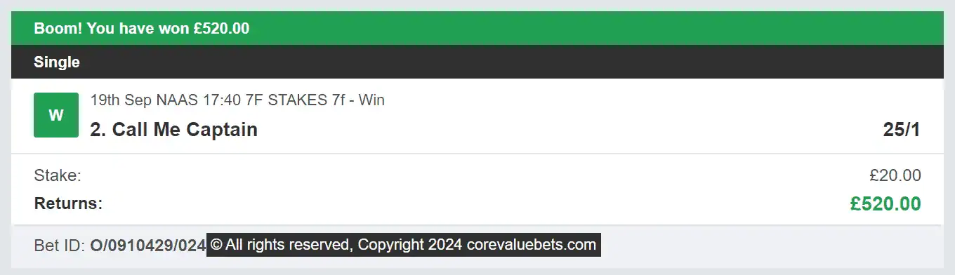 Core Value Bets - Winner 3 - 2024-09-19