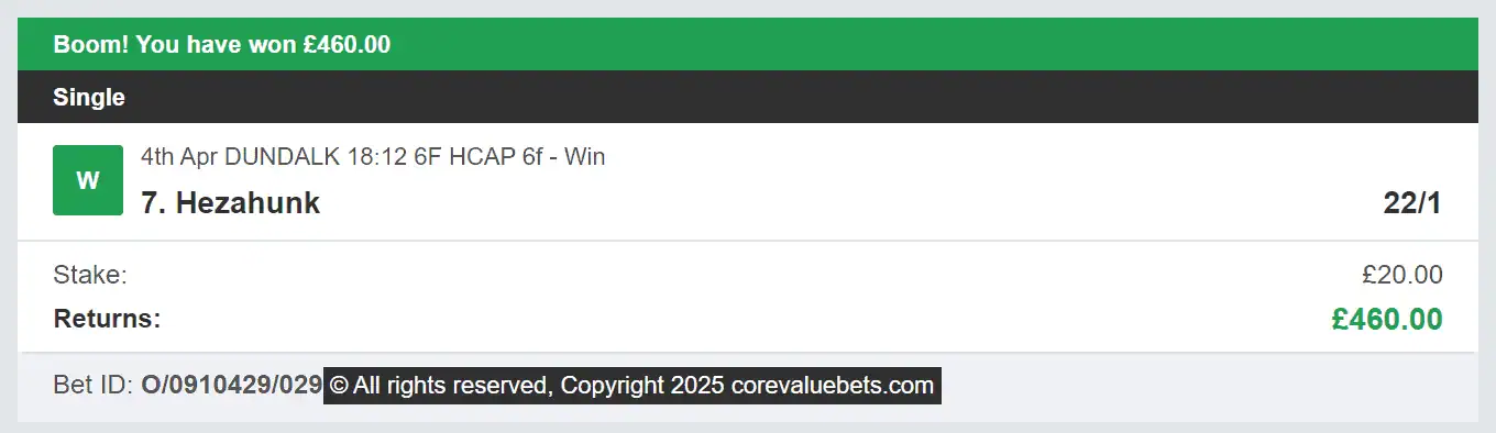 Core Value Bets - Winner 3 - 2025-04-04